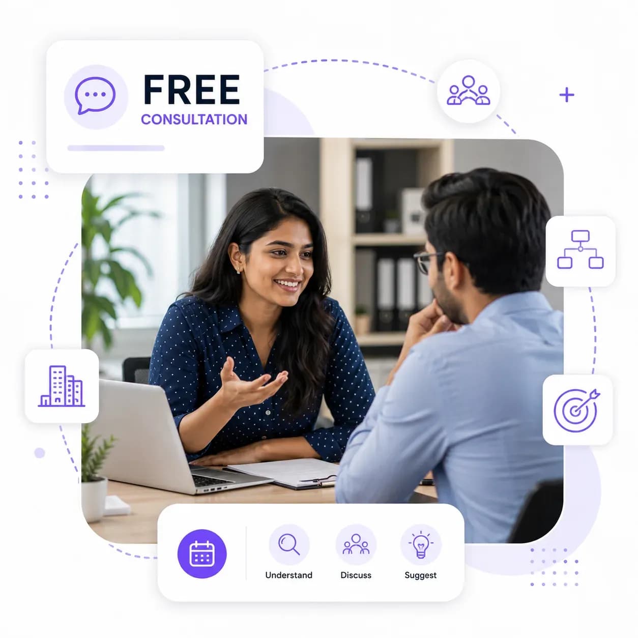 Business owner discussing requirements on a consultation call